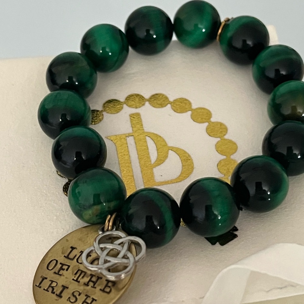 Powerbeads by Jen Green Beaded Bracelet with Gold Charm Irish